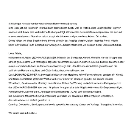 Atelier Leonhardszimmer - Tolle Location In Stuttgarter Innenstadt * Stuttgart